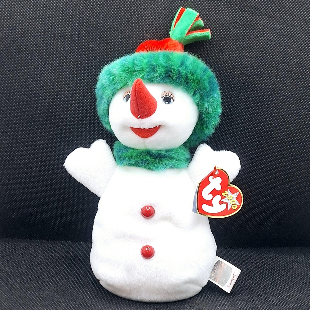 Ty Beanie Babies: SNOWGIRL Snowman Born November 30, 2000, Retired 7" Tall